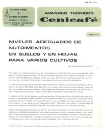 <p>(avt0130)Niveles adecuados de nutrimentos en suelos y en hojas para varios cultivos. (avt0130)</p>