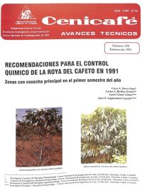 <p>(avt0158)Recomendaciones para el control químico de la roya del cafeto en 1991; Zonas con cosecha principal en el primer semestre del año. (avt0158)</p>