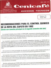 <p>(avt0172)Recomendaciones para el control químico de la roya del cafeto en 1992. (Zonas con cosecha principal en el segundo semestre del año). (avt0172)</p>