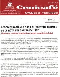 <p>(avt0173)Recomendaciones para el control químico de la roya del cafeto en 1992. (Zonas con cosecha importante en ambos semestres del año). (avt0173)</p>