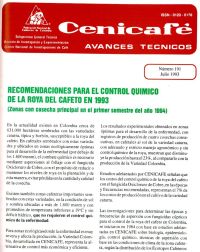 <p>(avt0191)Recomendaciones para el control químico de la roya del cafeto en 1993. (Zonas con cosecha principal en el primer semestre del año 1994). (avt0191)</p>