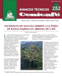 <p>(avt0252)Incidencia de llaga macana /Ceratocystis fimbriata/ en la práctica de poda de ramas bajeras en árboles de café. (avt0252)</p>