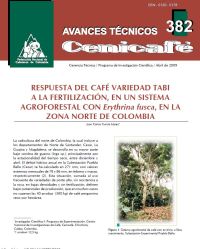 <p>(avt0382)Respuesta del café variedad Tabi a la fertilización, en un sistema agroforestal con /Erythrina fusca/, en la zona norte de Colombia. (avt0382)</p>
